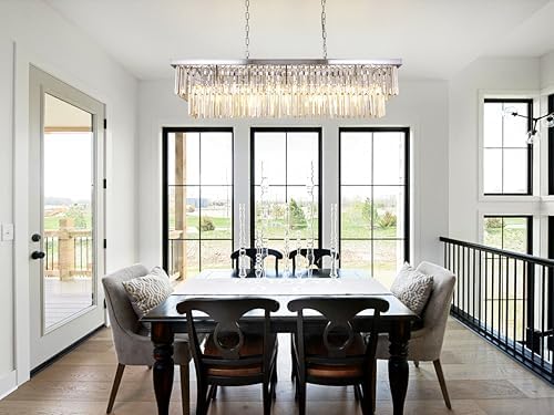 Wellmet 9-Light Crystal Chandelier 34.5 inch, Contemporary Modern Chandeliers Adjustable for Living Room, Dining Room, Pool Table Light, Kitchen Island Lighting (Chrome, 47 inches) - Image 6