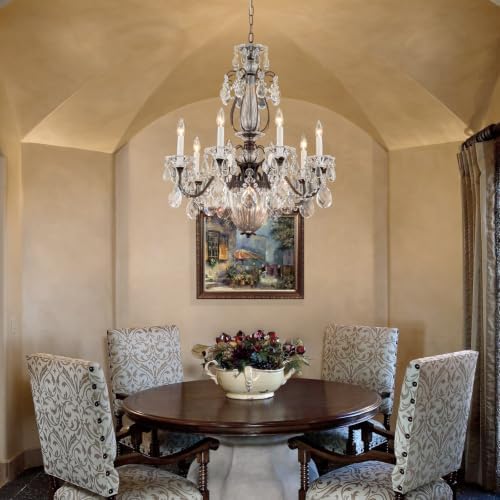 Vintage Dining Room Crystal Chandelier, 8‑Light Brown Candelabra Pendant Ceiling Light Fixture Over Table, Maria Theresa Chandelier for Living Room Bedroom Foyer Hallway Staircase - Image 3