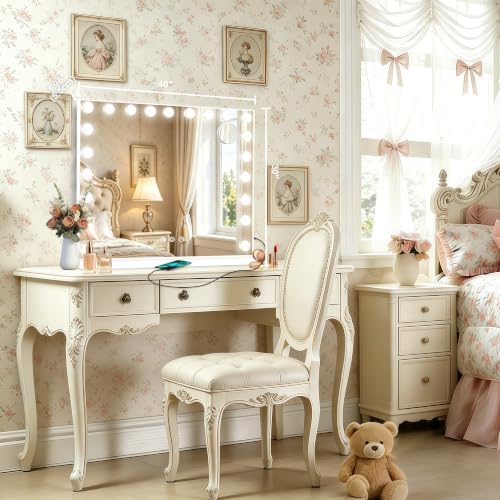 Ratsamee Hollywood Vanity Mirror with Lights, 21 Dimmable Bulbs, 3 Color Lights,Make Up Lighted Mirror, Aluminum Metal Frame, USB Charging Port（40" x 30"） - Image 2