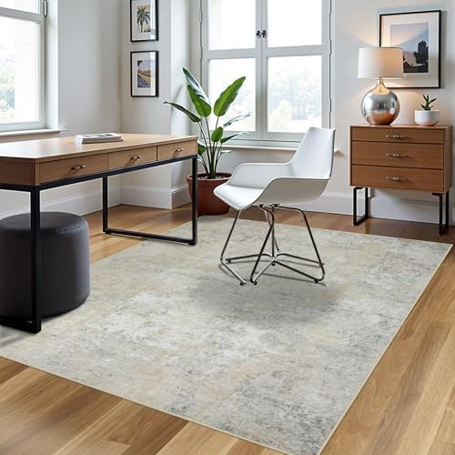5x8 Area Rugs for Living Room Washable Bedroom Dining Room Beige Grey - Image 3
