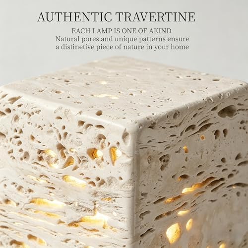 Marble Lamp Touch Light, Natural Travertine Stone Lamp, Rechargeable 3-Color Dimmable Bedside Night Light, Cordless Marble Table Lamp for Bedroom Living Room Bedside Decor (3x3x4in) - Image 3