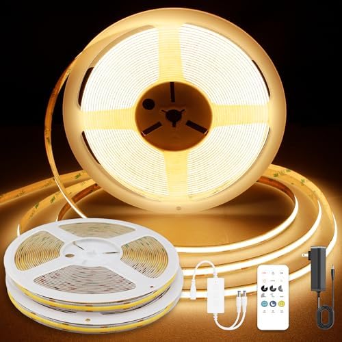 COB LED Strip Lights 65.6ft, LED Lights Warm White 2700K Strip Lights with Remote& App, Dimmable Super Bright 24V White LED Tape Lights,Cabinet Office Lighting. by AUZIWECOBLEDStripLights