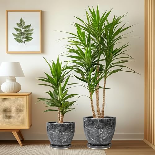Ceramic Pots for Plant, 10+8+6 Inch Modern Flower Pot Indoor, Grey - Image 4