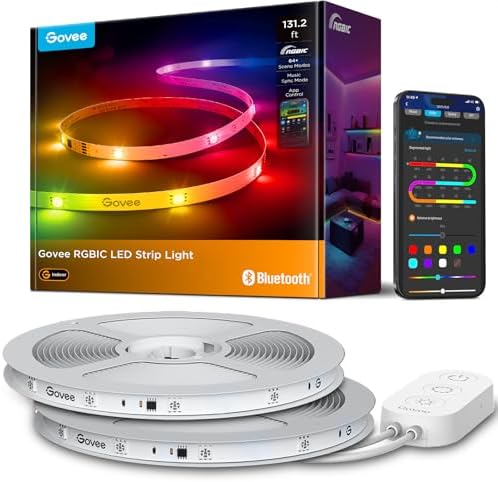 Govee 131.2ft RGBIC LED Strip Lights, LED Lights for Bedroom, APP Control by Unknown