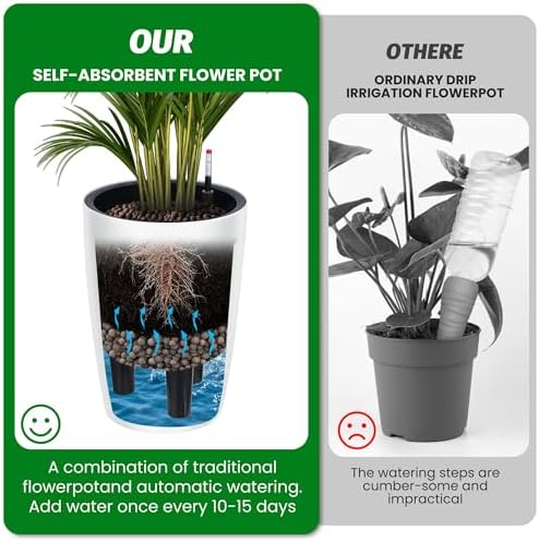 16" Tall Planter Set of 4, Self Watering Pots, Large Planter for Outdoor - Image 5