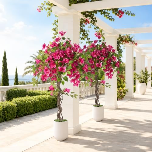 4FT Artificial Bougainvillea Tree, UV Resistant Faux Bougainvillea for Indoor Outdoor Decor, Lifelike Bougainvillea Artificial Flowers Plant for Office, Front Porch, Living Room & Patio - Image 7