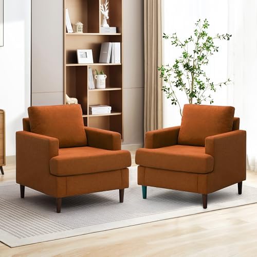 Weture Mid-Century Accent Chair, Orange Armchair Living Room Chairs, 2 Pack by Weture