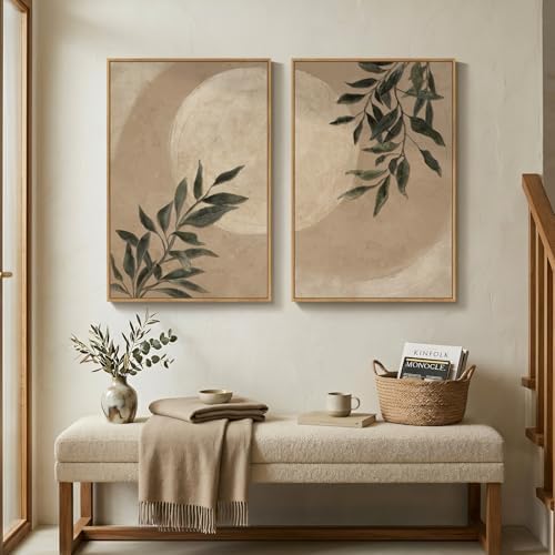 Large Framed Vintage Moon Botanical Wall Art for Living Room, 24x36 In - Image 4