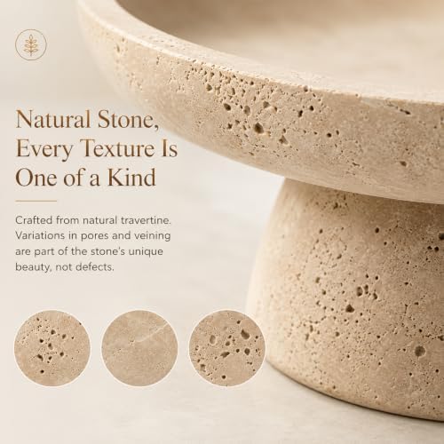 Natural Travertine Fruit Bowl for Kitchen Counter 10.2" - Image 5