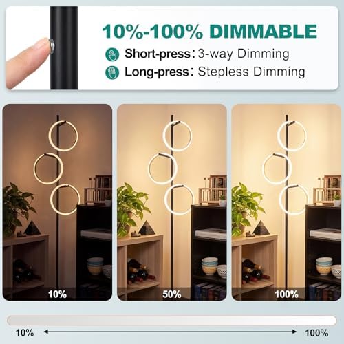 Black Floor Lamp with 3 Lights, Modern LED Tree Floor Lamp for Living Room - Image 4