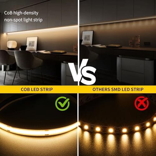 Pandery COB LED Strip Lights Warm White,24V Dimmable led Light Strip KIT with Remote and app Control,2700K 25FT/7.5m 8mm Wide Ra>90 Cuttable Flexible Strip Lights for Bedroom,Wardrobe,Cabinet - Image 6