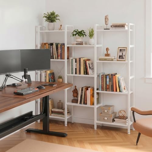 Triple Bookshelf, Free Standing Bookcase with Open Storage Shelves - Image 2