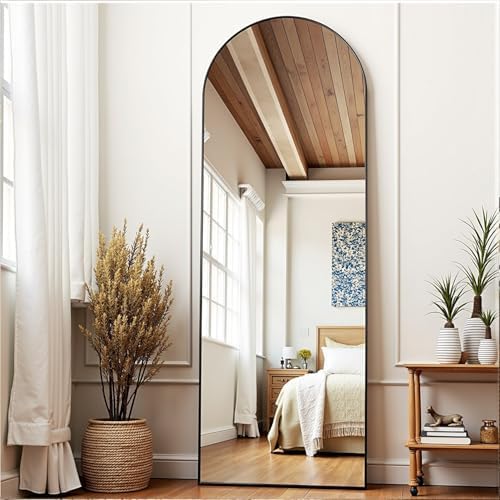 Dewfig Arched Full Length Mirror, 57"X20" Large Full Body Mirror, Black - Image 5