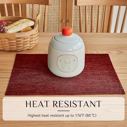 Softalker Faux Linen Cloth Placemats Set of 4-12 x 18 Inch, Red - Image 3