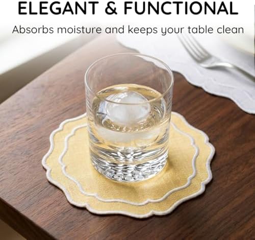 Linen Coasters for Drinks Set of 6, Butter - Image 5