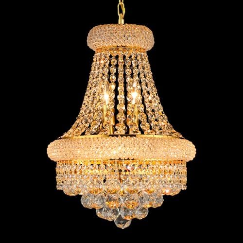 Gold Crystal Chandeliers for Dining Room，6-Lights D15 Inch by Gifarich