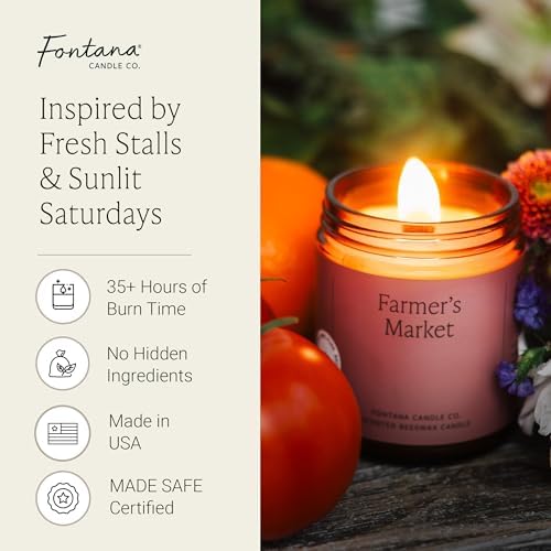Fontana Candle Co Wood Wick Beeswax Candle, Farmer's Market - Image 2