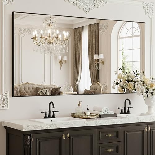 FICTOR Bathroom Vanity Mirror for Over Sink, 60" x 36", Black by FICTOR