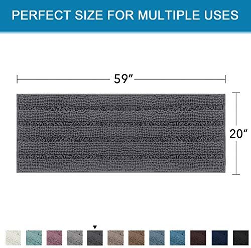 H.VERSAILTEX Bathroom Rugs Bath Mat Runner Rug Non Slip Kitchen Rug Extra Long Bath Rug Runners Oversized 59" x 20" Absorbent Washable Dry Fast Plush Area Rug for Bathroom/Bedroom - Grey - Image 2
