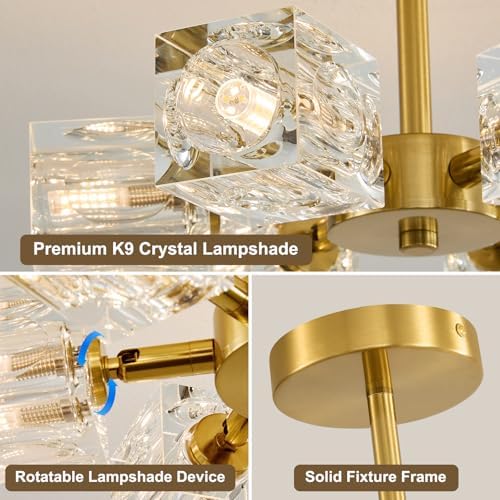 Sputnik Crystal Semi Flush Ceiling: Dining Room Bathroom Bedroom Chandelier - Image 4