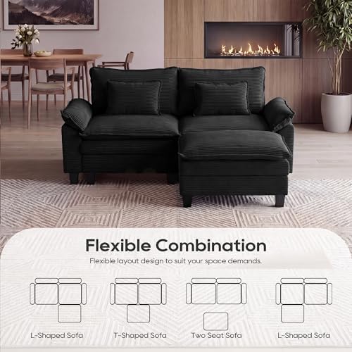 URRED Oversized Modular Sectional Sofa，Solid Black：87" L Shaped - Image 4