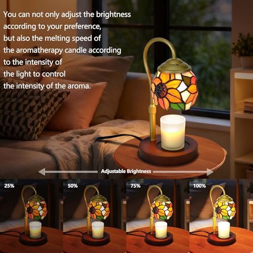 Sunflower Tiffany Style Candle Warmer Lamp, Adjustable Height - Image 5