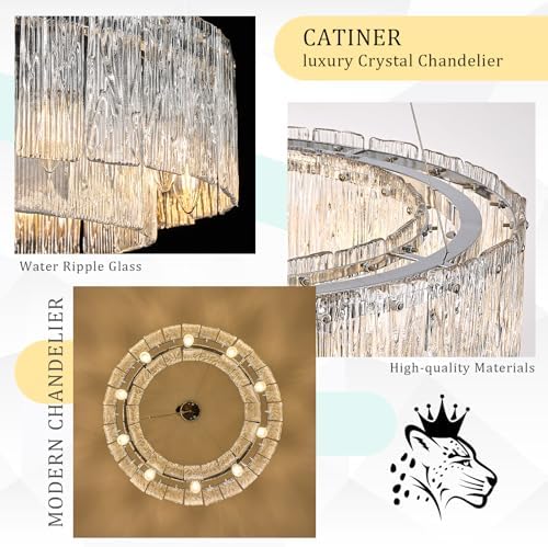 CATINER Modern 24" Crystal Glass Chandelier 10-Light Chrome Chandeliers - Image 4