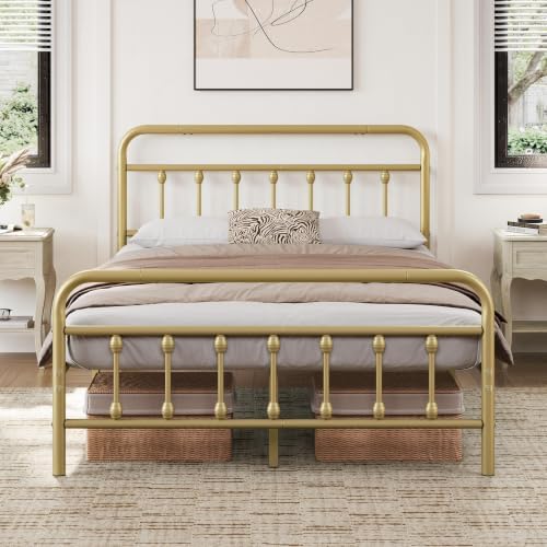 Yaheetech Full Metal Platform Bed Frame, Victorian Headboard & Footboard by Yaheetech