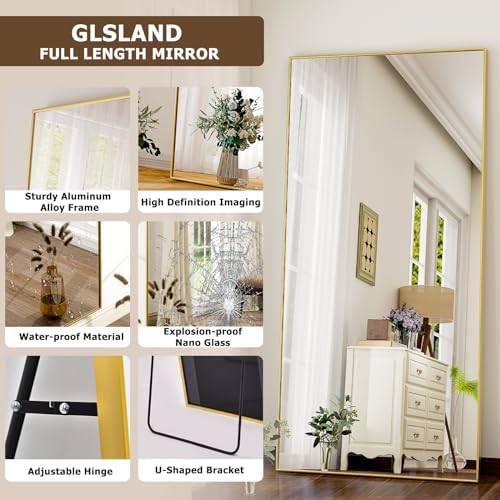 GLSLAND 76"x34" Full Length Mirror Large Rectangle Full Body Mirror, Gold - Image 4