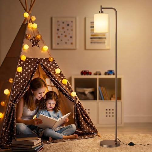 Ziisee 64" Floor Lamp for Living Room with Remote Control, Deep Beige Shade with Brown Pole, Dimmable Tall Lamps for Bedroom Office Corner, 9W LED Bulb Included - Image 5