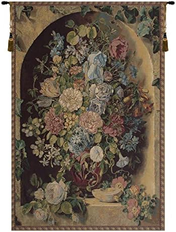 Pauline von Large Flowers Piece Floral Tapestry Wall Hanging 54 x 37 in by CCharlotteHomeFurnishings