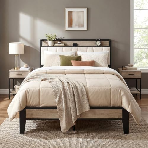 LIKIMIO Queen Bed Frame with Storage Headboard and Charging Station by LIKIMIO