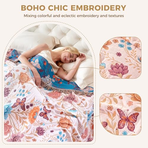 LUTBM Boho Throw Blanket for Couch 50"x60", Cotton Decorative Bed Throw - Image 4