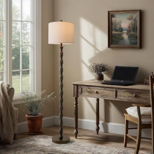 BOBOMOMO 62" Rustic Farmhouse Floor Lamp Dark Brown with Remote & Dimmable 9W Bulb, 3 Color Temperatures Resin Standing Lamp, Retro Tall Lamp for Living Room, Bedroom, Nursery, Office, Reading Nook - Image 7