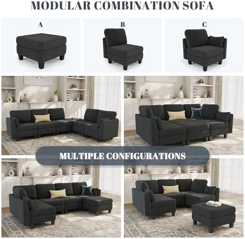 Sectional Sleeper Sofa 6 Seaters Modular Sleeper Sofa Couch - Image 4
