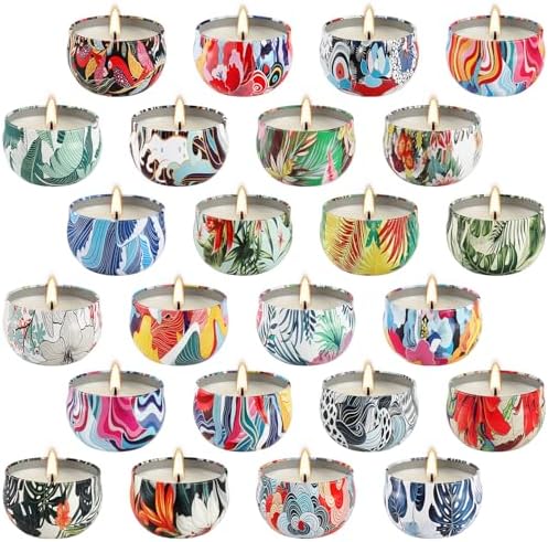 YOROXRG 24Pack Scented Candles, Soy Wax Travel Tin Jar Candles, Aromatherapy Candles for Home 2.5 OZ for Mom for Christmas, Birthday, Thanksgiving, Mother's Day, Valentine's Day by YOROXRG