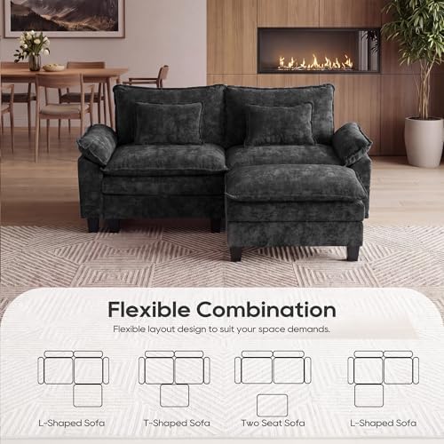 URRED Oversized Modular Sectional Sofa，Black：87" L Shaped - Image 4