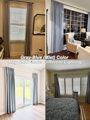 Vision Home Blue Gray Pinch Pleated Full Blackout Curtains Linen Blended Room Darkening Window Curtains 108 inch for Living Room Bedroom Thermal Insulated Pinch Pleat Drapes with Hooks 40" Wx108 Lx2 - Image 5