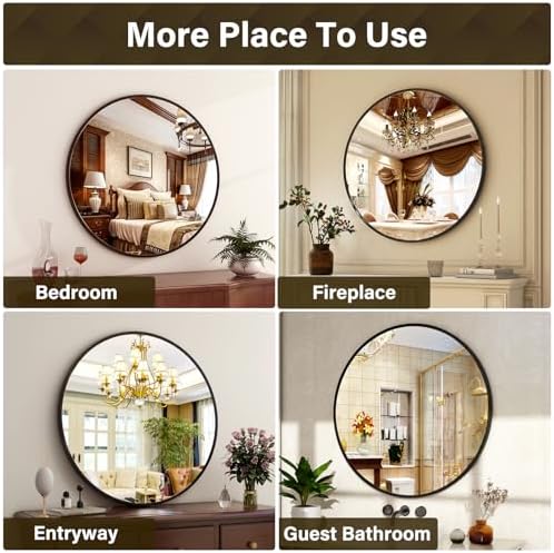 XRAMFY 36 Inch Round Mirror-Black Circle Mirrors for Bathroom, Entryway - Image 5
