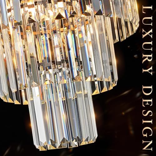 CATINER 16" Modern Crystal Chandeliers,6 Lights Black Round Light Fixture - Image 6