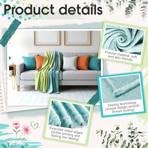 24 Pack Flannel Throw Blankets Bulk 50 x 60 Inch Wedding Fleece Blankets with Thank You Card Soft Blanket for Winter Valentines Guests Sleepover Spa Gifts, 4 Colors (Shades of Green) - Image 4