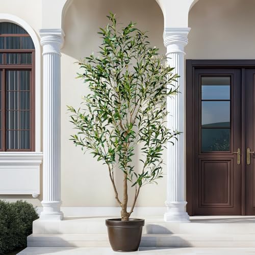 6FT Artificial Olive Tree with Realistic Leaves & Natural Trunk, Faux Silk Olive Plant in White Planter, Tall Fake Tree for Modern Home Office Living Room Entryway Corner Decor, Maintenance Free - Image 5