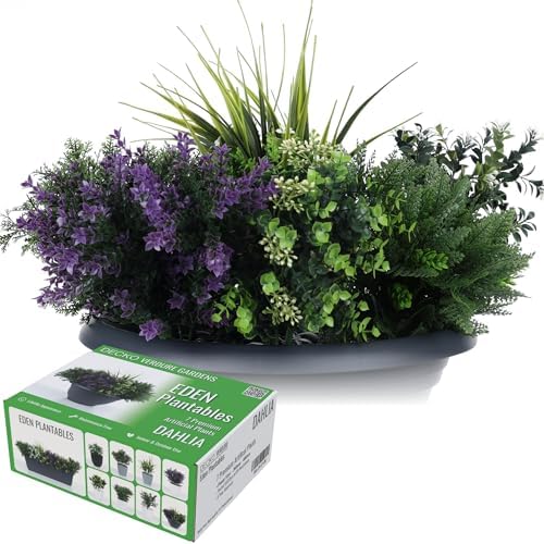 DECKO Artificial Plants - Fake Plants & Flowers Indoor and Outdoor - UV Resistant Flora for Living Room, Balcony, Patio, Kitchen etc - Faux Greenery - Dahlia Collection (7 Plantable Stems) by Unknown