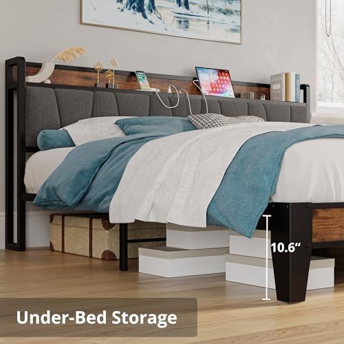 LIKIMIO California King Bed Frame with Storage Headboard & Charging Station - Image 5