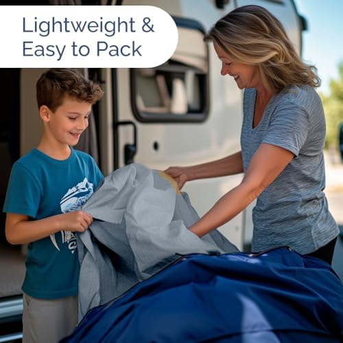 Short Queen Size 4 Piece Bed Sheet Set - RV Short Queen - Heathered Blue - Image 5