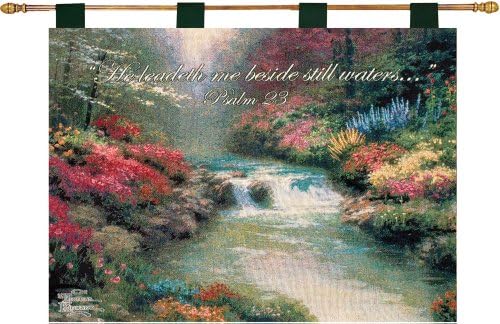 Manual Inspirational Collection Wall Hanging and Finial Rod, Beside Still Waters with Verse by Thomas Kinkade, 36 X 26-Inch by Manual+Woodworker