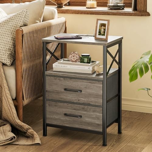 Huuger Nightstand Set of 2 with Charging Station, USB-C Port, End Tables - Image 6