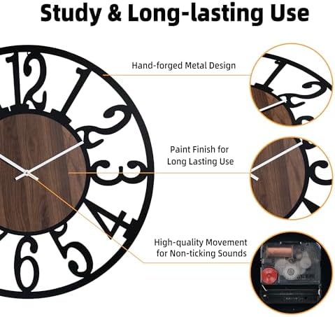 30" Silent Large Wall Clock – Glow Night Light, Battery Operated - Image 4