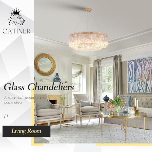 CATINER Modern 24" Crystal Glass Chandelier 10-Light Gold Chandeliers - Image 4