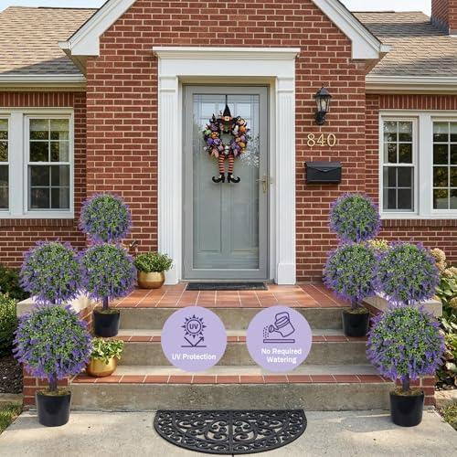 GTIDEA 2 Pcs 40" Topiary Trees Artificial Outdoor Lavender Plant with Pot - Image 4